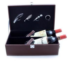 Cutie Dublă Vin din piele ecologica cu 4 accesorii [1]