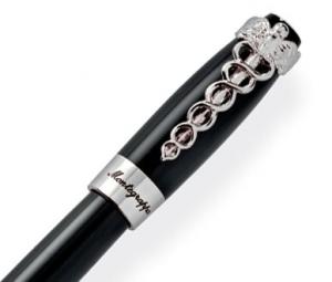Set Caduceus Black Ballpoint Pen by Montegrappa si Note Pad Black Hugo Boss [1]