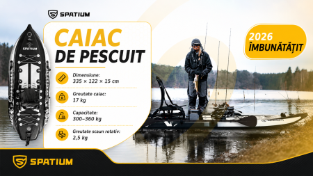 Caiac Gonflabil pentru Pescuit 2026 cu Scaun Rotativ 360°, Suporturi Lansete și Accesorii Incluse [7]