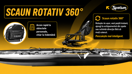 Caiac Gonflabil pentru Pescuit 2026 cu Scaun Rotativ 360°, Suporturi Lansete și Accesorii Incluse [6]
