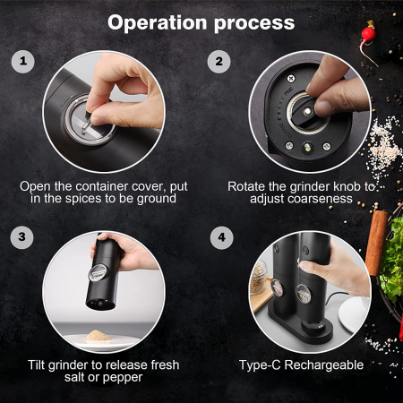 Set 2 Rasnite Electrice Reincacabile Sare/Piper/Condimente Kitchen [2]