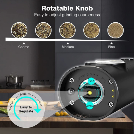 Set 2 Rasnite Electrice Reincacabile Sare/Piper/Condimente Kitchen [4]