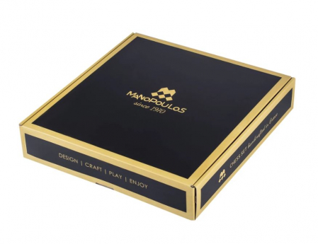 Sah Manopoulos 44x44cm perioada greco-romana piese maro si cupru-albastru pioni arcasi tabla turcoaz [3]