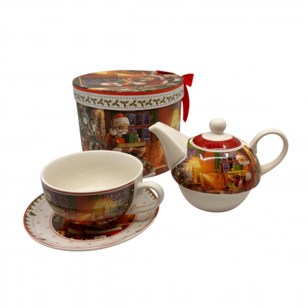 Cadouri de Craciun pentru Barbati - Cadou Craciun Ceainic cu ceașcă Craciun Santa Tea