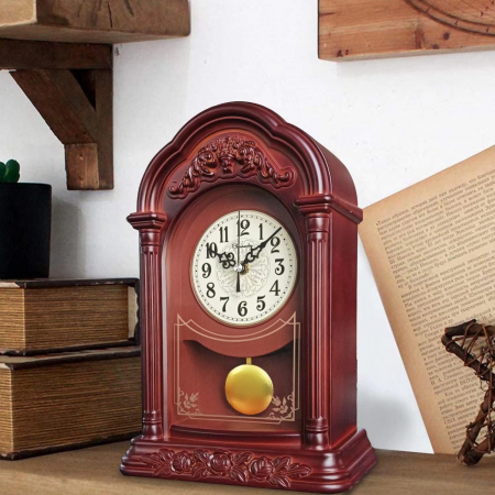 Ceas de Birou Elegant Brown cu pendul auriu [3]