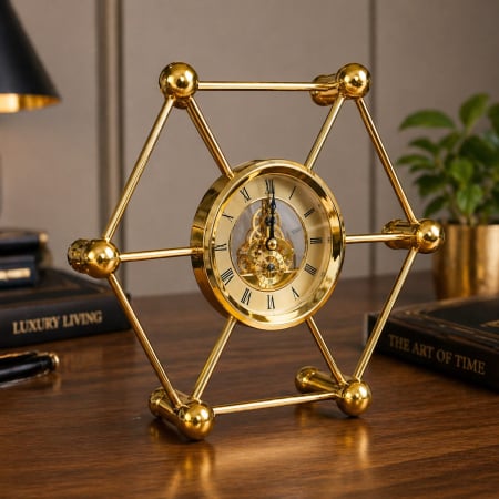Cadouri Bărbați – Idei Premium pentru Soț, Tată, Iubit sau Șef - Ceas Geometric Skeleton Auriu