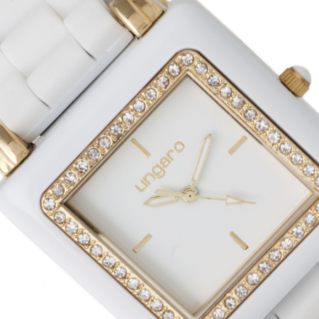 Ceas Preziosa Ungaro White si Cercei Gold Studs [1]