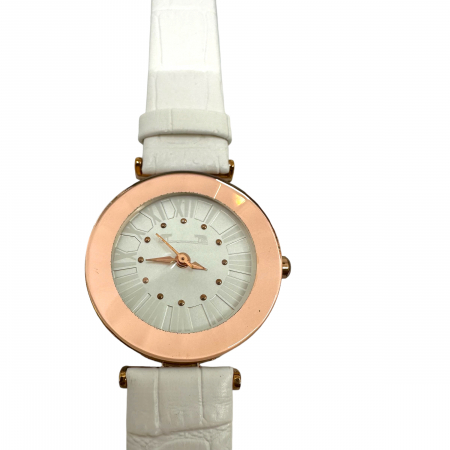 Ceas White Round Golden & Esarfa Matase [2]