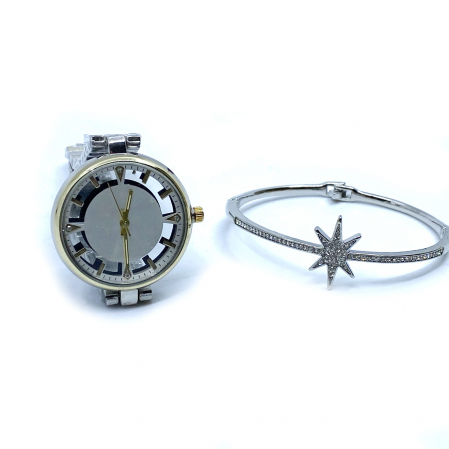 Set Ceas Lady Skeleton Luxury Gold & Bratara Star [1]