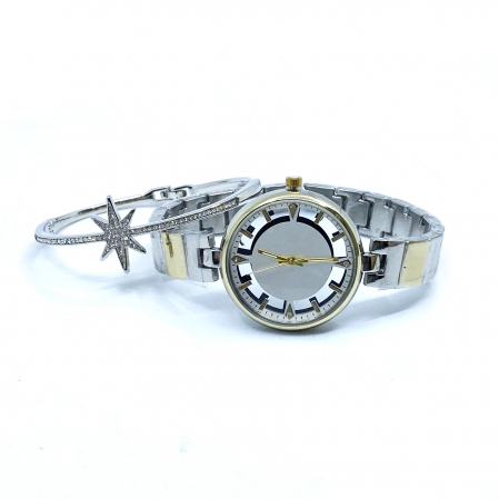 Set Ceas Lady Skeleton Luxury Gold & Bratara Star [0]