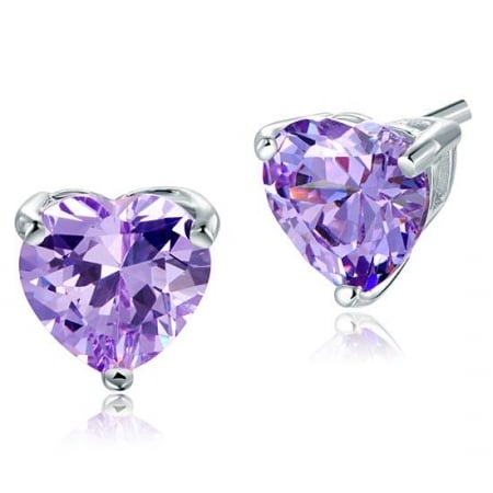 Cercei Borealy Argint 925 Simulated Diamond Purple Heart [1]