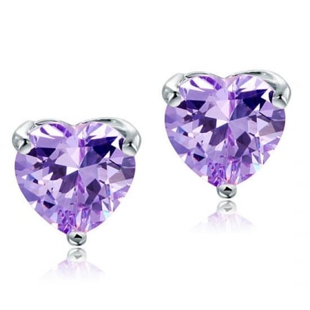 Cercei Borealy Argint 925 Simulated Diamond Purple Heart [0]