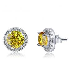 Cercei Borealy Argint Diamonds Halo One Two Yellow [1]