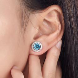 Cercei Borealy Argint Diamonds Halo One & Two Blue [2]