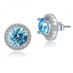 Cercei Borealy Argint Diamonds Halo One & Two Blue [1]