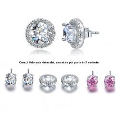 Cercei 4 in 1 perechi White & Pink Borealy Argint Halo One [0]