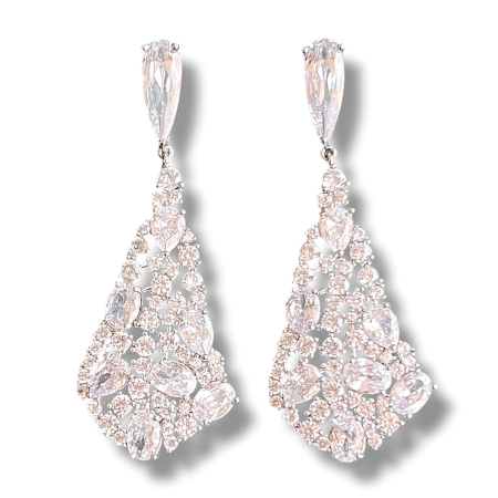 Cercei Mireasa - Cercei eleganți lungi cu cristale – Bijuterii cadou femei | Borealy