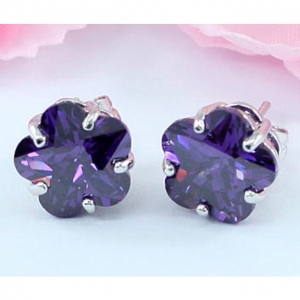 Cercei Borealy Sapphire Studs Flower Cut Purple [3]