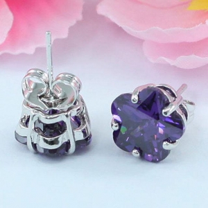 Cercei Borealy Sapphire Studs Flower Cut Purple [2]