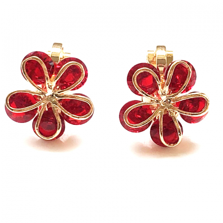 Cercei Clips - Cercei CLIPS Flower Red Passion