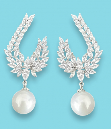 Cercei Drop Flower Simulated Diamond [0]