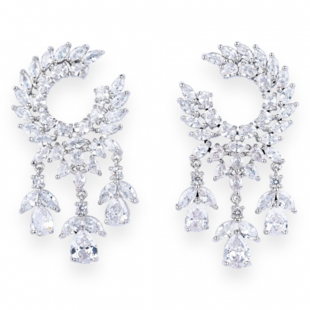 Bijuterii - Cercei Zirconia Diamonds Leaf Olive Drops