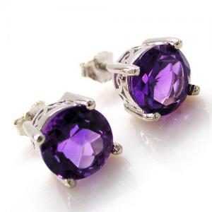 Cercei Ametist Studs 3,4 Carate Argint [4]