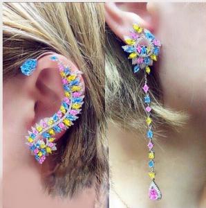 Cercei Borealy 2 in 1 Ear Cuff & Long Multi-Colour Crystals [1]