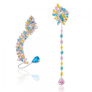 Cercei Borealy 2 in 1 Ear Cuff & Long Multi-Colour Crystals [0]