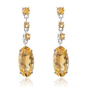 Cercei Borealy Argint 925 Citrine Oval [0]