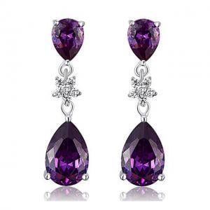 Cercei Borealy Argint 925 Purple Sapphire Flower Drop [0]