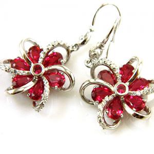 Cercei şi medalion Flower Rubin by Borealy Argint 925 [7]