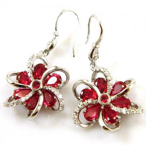 Cercei şi medalion Flower Rubin by Borealy Argint 925 [4]