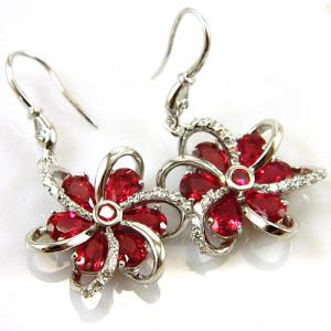 Cercei şi medalion Flower Rubin by Borealy Argint 925 [3]