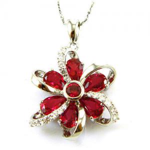 Cercei şi medalion Flower Rubin by Borealy Argint 925 [5]