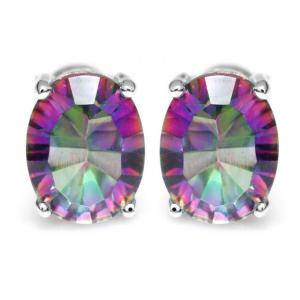 Cercei Borealy Argint 925 Mistic Topaz 3 carate Rainbow Oval [0]