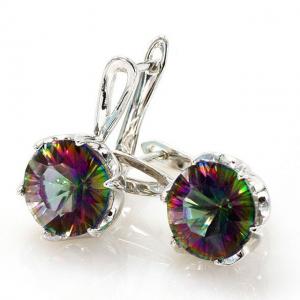 Cercei Borealy Argint 925 Topaz Mistic Round Natural Rainbow [2]