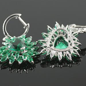 Smaralde Marquise Set Cercei, Colier şi Inel - Pietre Preţioase Argint 925 [9]