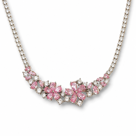 Coliere - Colier Pink Blossom – Eleganță Delicată cu Cristale Roz