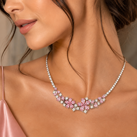 Colier Pink Blossom – Eleganță Delicată cu Cristale Roz [1]