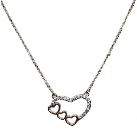 Pandante - Colier Borealy Triple Heart, placat cu aur