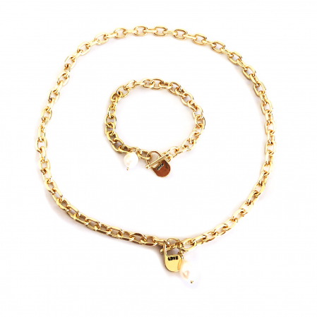 Set Colier si Bratara Chain Gold Natural Pearl [0]
