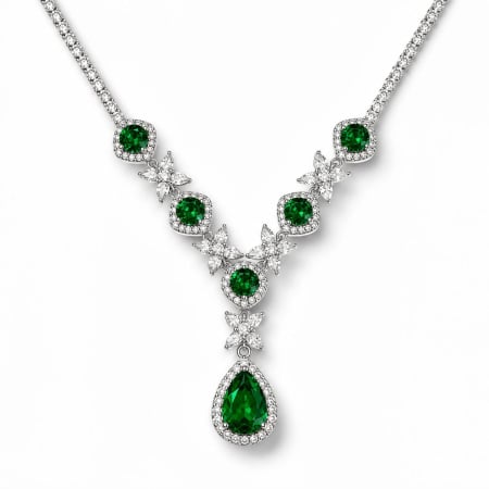 Bijuterii - Colier Elegant Verde Smarald cu Cristale