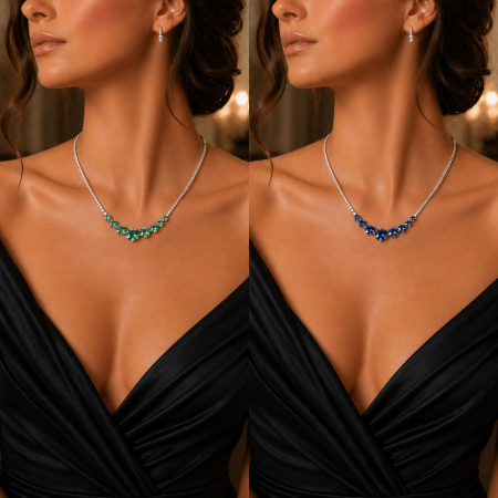 Colier Éternel Colier cu Cristale Strălucitoare & Cercei Studs Cadou [4]
