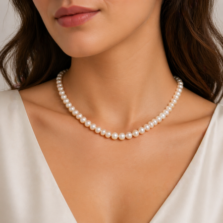 Bijuterii Perle - Colier Perle Naturale de Cultura Ivoire - Cadou Elegant Femei
