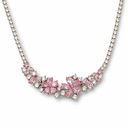 Bijuterii - Colier Pink Blossom – Eleganță Delicată cu Cristale Roz