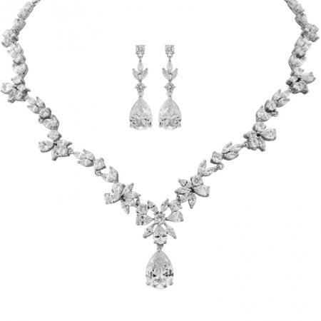 Seturi Mireasa - Colier si Cercei Borealy Marquise Flowers Pear Drop