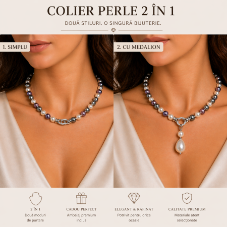 Bijuterii - Colier Perle Glamour 2 în 1 Cadou Elegant pentru Femei