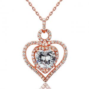 Colier Borealy Argint 925 Simulated Diamond Heart Pink Glow [0]
