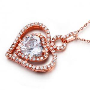 Colier Borealy Argint 925 Simulated Diamond Heart Pink Glow [1]